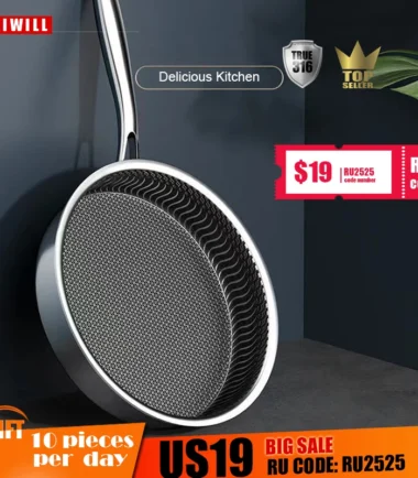 AIWILL Kitchen Quality 316/304 Stainless Steel Frying Pan Nonstick Pan Cooking Fried Steak Pot Skillet Gas/Induction Cookware